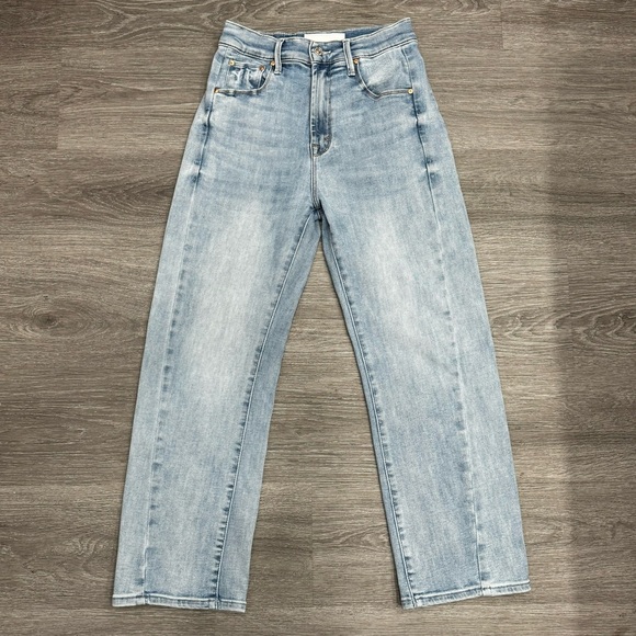 MOTHER Denim - MOTHER Snap Down Mini Flare Jeans High Spirits Light Wash Size 26